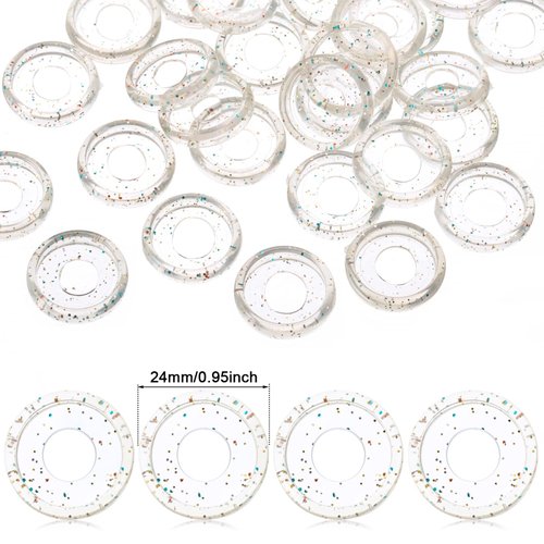 120 Pieces Plastic Heart Book Binding Discs Discbound Expansion Discs Binder Rings for DIY Notebooks Planners (Clear with Sequins)