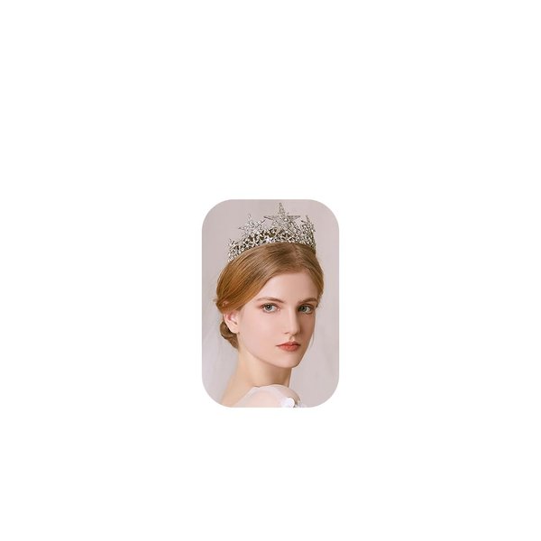 JWICOS Silver Shining Star Princess Tiara Crown for Women and Girls Bridal Hair Accessories for Engagement Wedding Prom Pageant