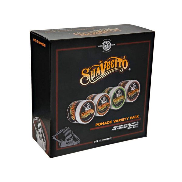 Suavecito Pomade Variety 4 Pack (OG, Firme (Strong), Matte, Clay Pomades) All Day Hold For All Hair Styles