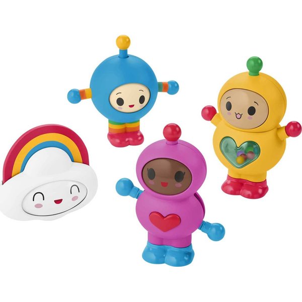 Fisher-Price Happy World Friends Set, Gift Set of 4 Sensory Activity Toys for Infants and Toddlers Ages 6 Months and Older