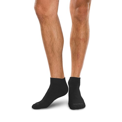 SMARTKNIT Seamless Mini-Crew Socks for Diabetes, Arthritis or Sensitive Feet, 1 Pair (2 Count), Small, Black