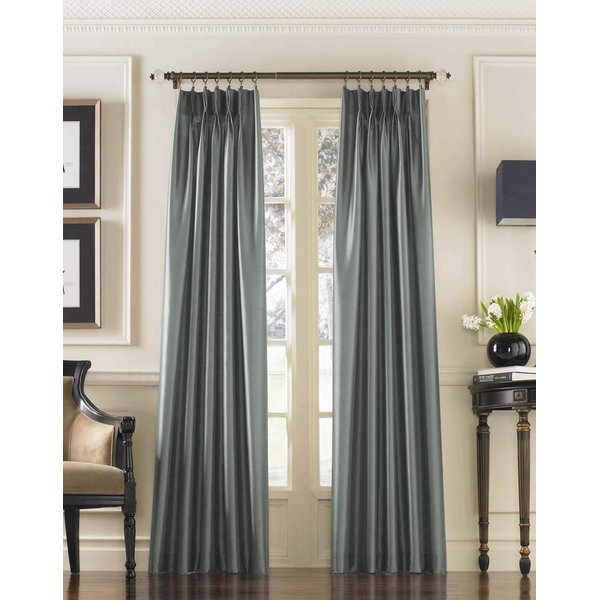 Curtainworks Marquee Faux Silk Pinch Pleat Curtain Panel, 30 by 132", Teal
