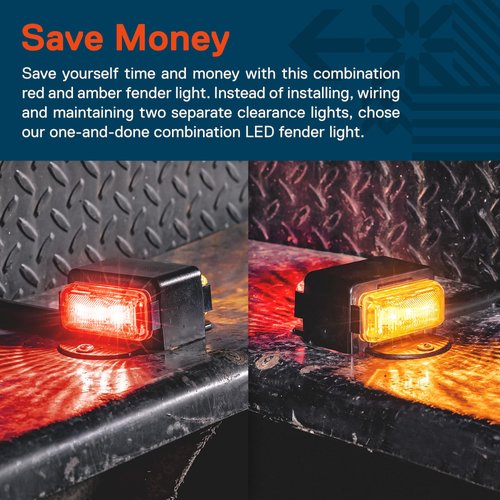 TRUE MODS 2pc 7" Amber + Red LED Trailer Fender Light Set [DOT Approved] [SAE P2] [IP67 Waterproof] Trailer Clearance Marker Lights for Boat Utility Trailer Hauler Car