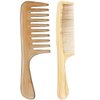 2 Pcs Bamboo Comb Set Wooden Wide Tooth and Fine Tooth Comb for Women Men, Anti-static Detangling Hair Comb for Curly Fine Straight Wet Dry Hai