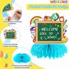 JULMELON Back To School Decorations Honeycomb Centerpiece, 8 PCS Welcome Back To School Supplies for Classroom First Day of School Table Toppers Decor for Kids and Teacher Party Favors