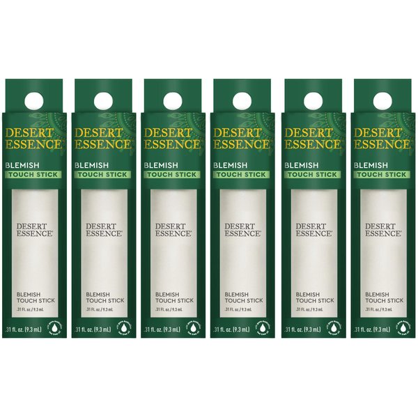 Desert Essence Herbal Blemish Touch Stick with Natural Extracts & Essential Oils - .31 Fl Ounce - Pack of 6 - Antiseptic Tea Tree Oil - Chamomile - Lavender - Palmarosa - Clear & Radiant Skin
