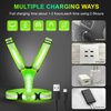 ConKrian LED Reflective Vest USB Rechargeable Running Gear Night Light up Vest Safety Gear Adjustable Elastic Size Night Running LED VES for Men/Women/Child (Green)