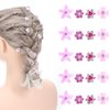Tyqour 20Pcs Mini Flower Hair Clips Pink Hair Clips Cute Rhinestone Flower Hair Pins Small Decorative Hair Clips Wedding Hair Barrettes Flower Hair Accessories for Girls Women