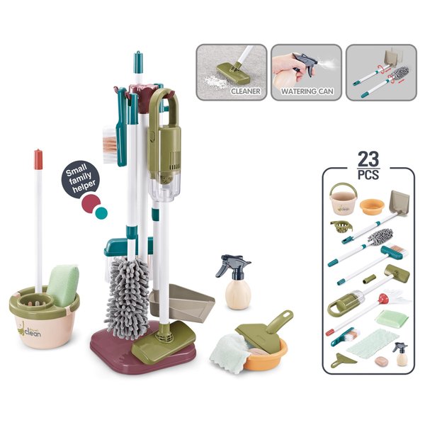 Cleaning Set with Toy Vacuum Cleaner, Pretend Play Children House Cleaning Toys