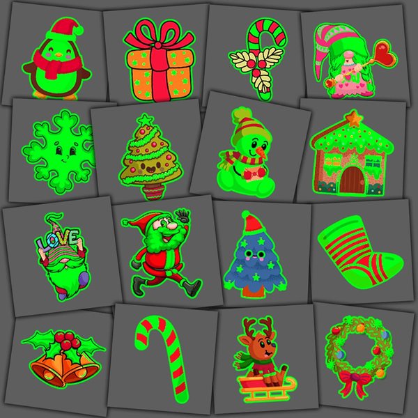 JCFIRE Luminous Christmas Temporary Tattoos for Kids Stocking Stuffers, Individually Glow in Dark Christmas Party Favors Holiday Tattoo Stickers, Birthday Party Decorations for Boys Girls