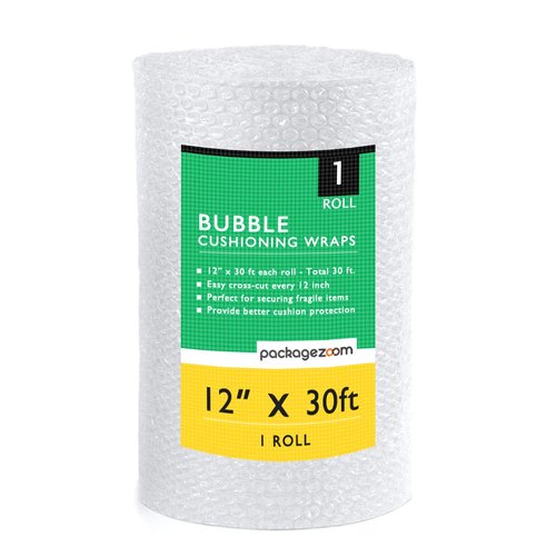 PackageZoom 1 Pack 12 inch x 30 ft. Bubble Cushioning Wrap Shipping Packing Moving Supplies Perforated Every 12” Bubble Cushioning Wrap for Packing and Moving Boxes Bubble Packing Wrap for Moving
