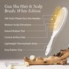 Snow Fox Skincare Gua Sha Hair Brush - White Edition. Scalp Massage Comb with Gold-Plated Metal Bristles for Healthy Follicles. Soothing Gua Sha Acupressure Tool for All Hair Types