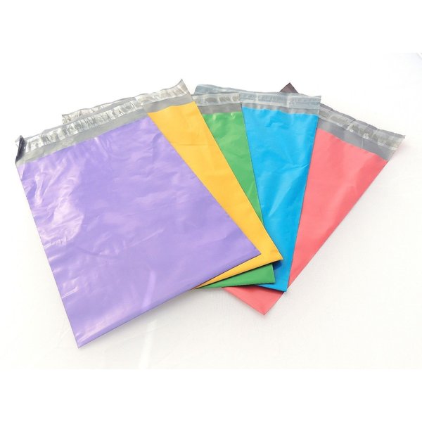 100 -6x9" -5 Color Flat Poly Postal Mailer Bags