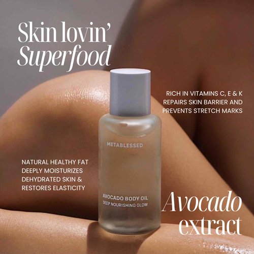 METABLESSED Avocado Dry Body Oil - Deep Nourishing Glow, Fast Absorbing & Non-Greasy. Luxurious Soothing Aromatherapy. Sensitive Skin Safe, Clean Beauty 3.38 fl. oz