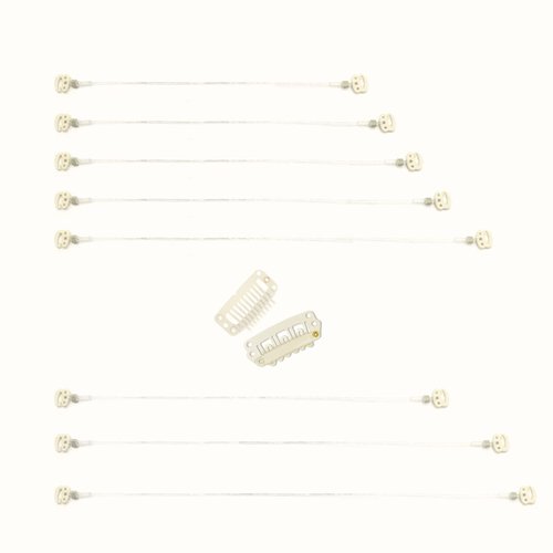 DOORES Blonde Wire for Hair Extensions 8pcs 18.5cm 24.5cm 30cm Invisible Elastic Fish Line Replacement for Extensions with 4 Clips