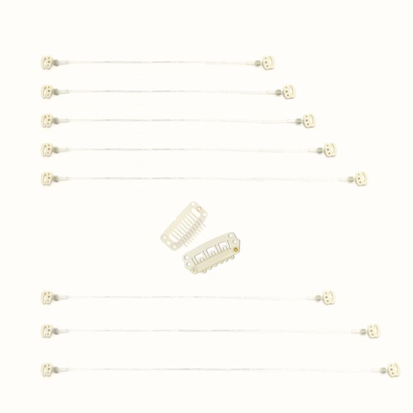 DOORES Blonde Wire for Hair Extensions 8pcs 18.5cm 24.5cm 30cm Invisible Elastic Fish Line Replacement for Extensions with 4 Clips
