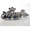 Medium blue or smoke gray crystal peacock metal hair claw clip bridal clip (Primary color: Blue)