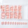 Bellelfin 120Pcs White French Tip Press on Nails Short Square Fake Nails, Full Cover Glossy Pink False Nails Acrylic Glue on Nails Cute Artificial Fingernails for Women Girls