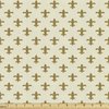 Ambesonne Retro Fabric by The Yard, Fleur-de-lis Flower of The Lily Design Traditional Repetitive Pattern, Decorative Fabric for Upholstery and Home Accents, 1 Yard, Cream Gold