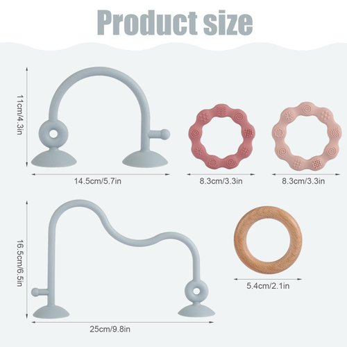 2pcs Baby High Chair Suction Cup Toys, Silicone Montessori Educational Teether Toys for Infant Toddlers Newborn Baby Bath Teething Toys Early Developmental Activity Newborn Gift
