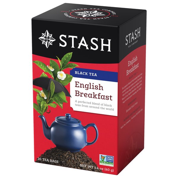 Stash Tea English Breakfast Black Tea - Caffeinated, Non-GMO Project Verified Premium Tea with No Artificial Ingredients, 20 Count (Pack of 6) - 120 Bags Total