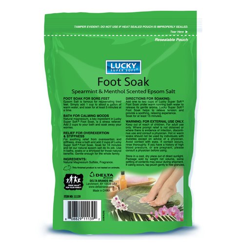 Lucky Super Soft Foot Soak Spearmint & Menthol Epsom Salt, 19.2 Ounce