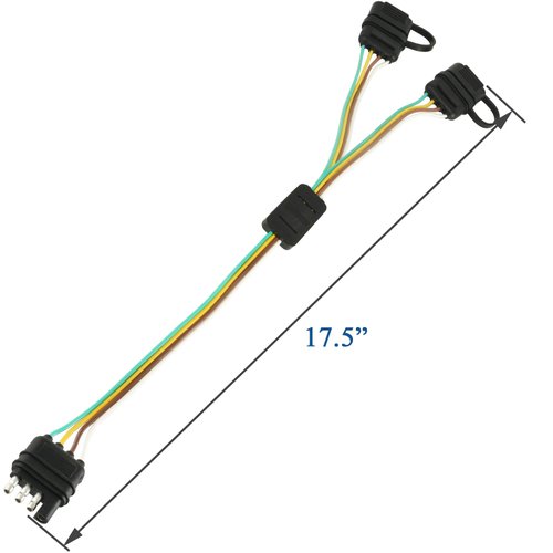 Oyviny 4 Pin Flat Y-Splitter Plug Adapter with 17.5 inch Trailer Extension Harness Plug and Play Adapter for LED Tailgate Light Bar and Trailer Lights Insulating Housing with Dust Cover