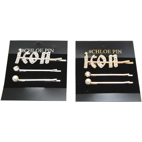 Luxxii - Clear Rhinestone Crystal Hair Barrette Clip Hair Pin (Pack 2, Silver,Gold Tone_Z)