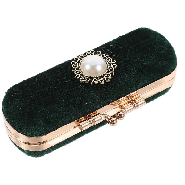 Lipstick Case Holder Fashion Cosmetic Travel Cases Retro Velvet Lipstick Box Lip Balm Organizer Bag Durable Soft Cosmetic Storage Case with Mirror (Green)
