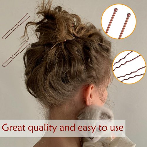 330 Count U Shaped Hair Pins Brown, YINGFENG 2.4inch Brown Bun Pins Bun Hair Pins for Women Girls with Storage Box, Hair Accessories for All Hair Types