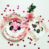 Welliboom 96PSC Panda Birthday Party supplies，Panda Party Favors,Panda Party Plates and Napkins Set For 24 Guests, Panda party decorations for Kids (Pink panda)