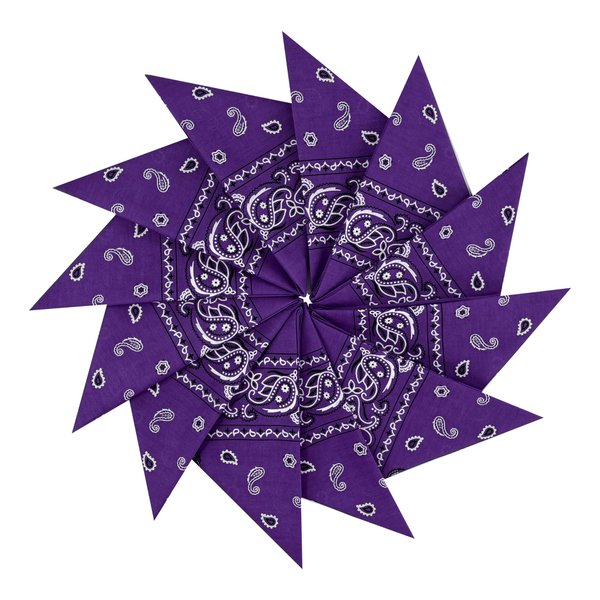 Junvena Cotton Bandanas 12 packs 22"X 22" Double Sides Printed Unisex Kerchief (Purple)