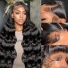 kiotioy Body Wave Lace Front Wigs Human Hair Pre Plucked 13x4 HD Transparent Lace Frontal Glueless Wigs Human Hair Natural Hairline 180 Density Human Hair Lace Front Wigs Bleached Knots 24 Inch