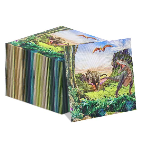 100Pcs Dinosaur Napkins - 13 x 13 Inches Dinosaur Party Decorations Napkins Disposable Dino Paper Napkins for Kids Baby Shower Dinosaur Birthday Supplies