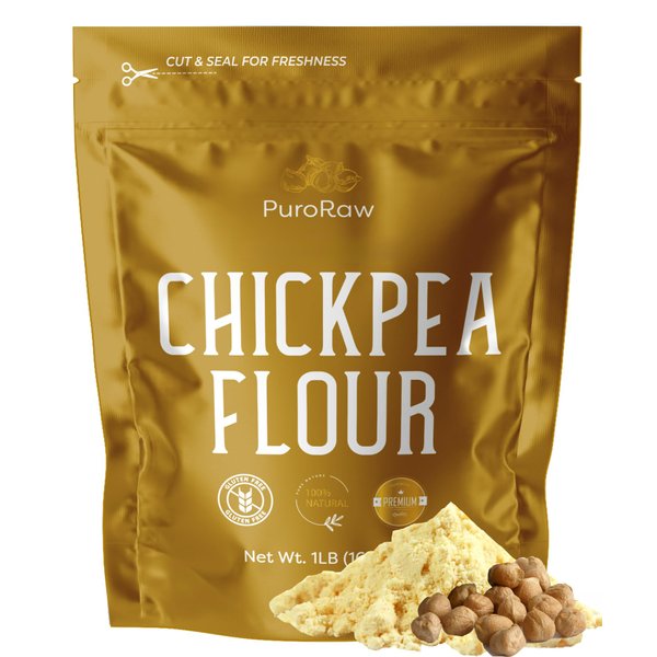 Chickpea Flour, 1lb, Garbanzo Bean Flour, Gluten Free Garbanzo Flour, Gram Flour Besan Flour, Chick Pea Flour, Chick Peas, Flour, All Natural, Non-GMO, Batch Tested, 1 Pound, By PuroRaw.