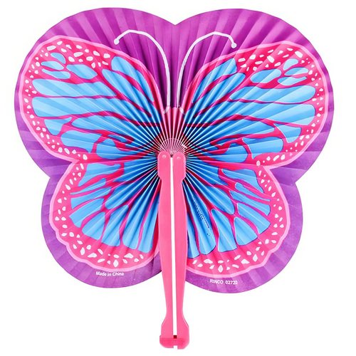 ArtCreativity 9.5 Inch Handheld Butterfly Folding Fans - Pack of 12 Foldable Fans in Assorted Colors and Designs, Goodie Bag Filler, Party Favors and Supplies, Fun Novelties and Gifts for Kids Ages 3+