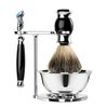 GRUTTI Premium Shaving Brush Set with Luxury Badger Brush, Soap Bowl and Manual Mens Razor, Shave Stand Holder Compatible with Fusion 5, Best Gift for Men- Wooden Handle