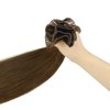 Full Shine Genius Weft Hair Extensions Real Human Hair Hand Tied Extensions Straight Hair Brazilian Human Hair Extensions Sew In Color Chocolate Brown #4 Sew In Hair Extensions 50G 18 Inch