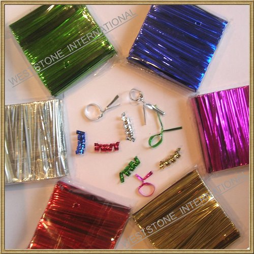Metallic 3" 1000pcs GOLD Twist Ties For Cello Bags Lollipop Candy Cakepop