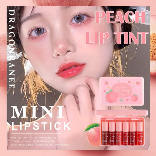 6 Colors Lip Tint Stain Set, Korean Velvet Watery Moisturizing Lip Tint Mini Liquid Lipstick Set, Natural Multi-Use Lip and Cheek Tint, Long-Lasting, High Pigment, Vivid Color, Lip Tint Makeup
