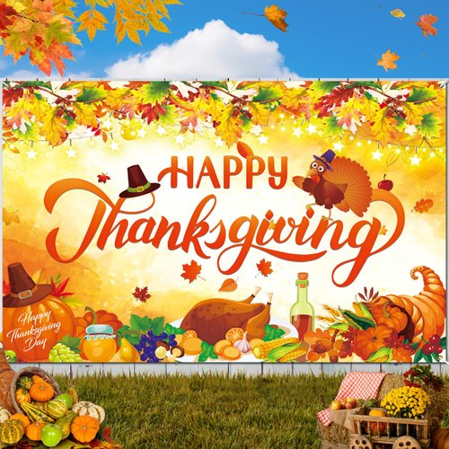 Thanksgiving Decorations, Happy Thanksgiving Banner Backdrop, Fall Decorations Thanksgiving Decorations for Home indoor, Thanksgiving Party Decorations for Friendsgiving Decorations Turkey Decorations