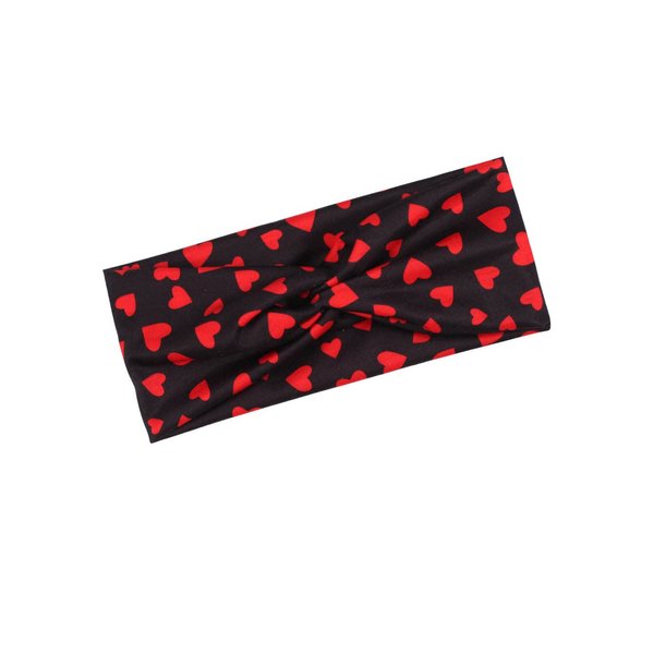 BBTDIN Valentine Turban Headbands Women Girls Valentine Wide Hair Band Valentine Workout Headwear JHV30 (A4-Black)