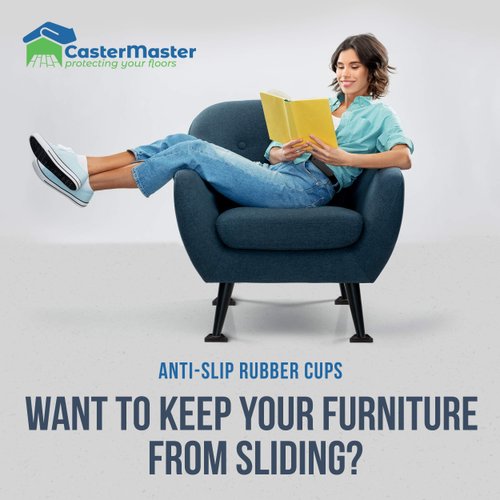 CasterMaster Non Slip Furniture Pads- 2x2 Square Rubber Anti Skid Caster Cups, Leg Coasters- Couch, Chair, Feet, and Bed Stoppers- Anti-Sliding Floor Protectors for Furniture (Set of 4) Brown