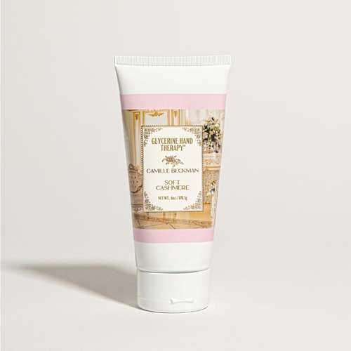 Camille Beckman Glycerine Hand Therapy Cream, Soft Cashmere, Ultra Moisturizing Hand Cream for Dry, Cracked Hands, Non-Greasy, Paraben-Free, Made in USA, 6 Ounce