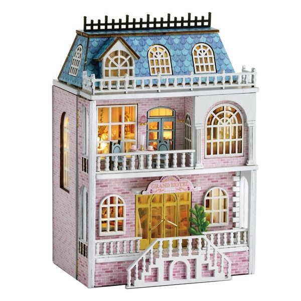 Flever Dollhouse Miniature DIY House Kit Creative Room with Furniture for Romantic Valentine's Gift (Romantic Castle)