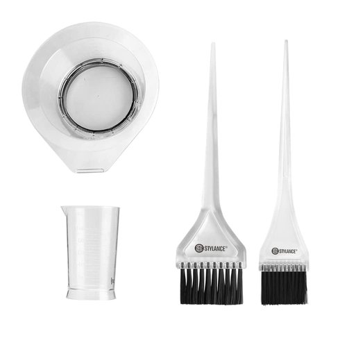 STYLANCE 4Pcs Professional Salon Hair Coloring Dyeing Kit, Hair Dye Color Brush, Mixing Bowl, Measuring Cup,Hair Dye Coloring Kit, Hair Coloring Bleaching, Hair Dye Tools for DIY Salon