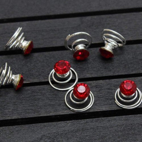 Vpang 20 Pcs Spiral Hair Pins Swirl Hair Twists Coils Hair Clips Wedding Bridal Shiny Rhinestone Crystal Metal Spiral Twist Hairpins Hair Accessories (Red)