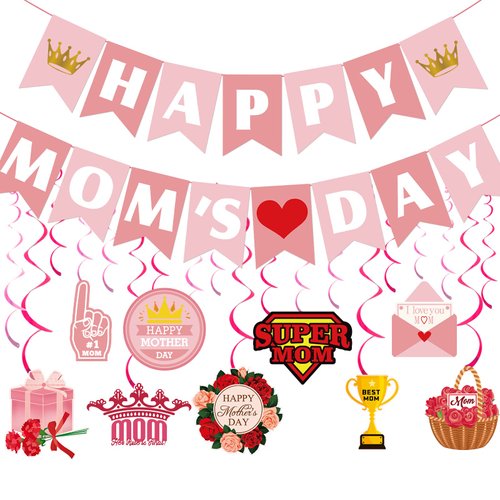 Happy Mother's Day Banner Decorations for Party Mom Banner with Mothers Day Hanging Decorations Mothers Day Party Decorations Supplies Happy Mothers Day Decor