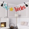 WeBenison 50 Rocks Birthday Banner Rock and Roll Music Theme 50th Birthday Banner / 50's Rock Guitar Birthday Party Decorations Glitter (50)
