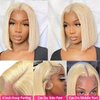 Hoscod 13x4 HD Transparent Lace 613 Bob Wig Human Hair 12 Inch Straight Blonde Bob Wig Human Hair Pre Plucked with Baby Hair 180 Density 613 Blonde Lace Front Wigs for Women Short Glueless Bob Wigs